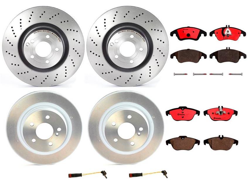 Mercedes Brakes Kit - Pads & Rotors Front and Rear (344mm/300mm) (Ceramic) 2115401717 - Brembo 1634164KIT